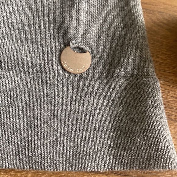 Twin Set Simoni Barbieri Bow‎ Back Sleeveless Tank Gray Metallic Scoop Neck - Picture 6 of 7